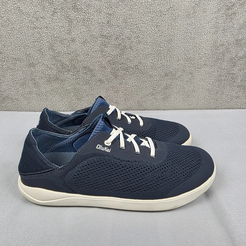 OluKai Moku Pae Boat Shoes Mens Size 10.5 Blue Mesh Lace Up Casual Sneakers